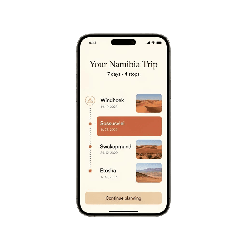 NamibiaGo itinerary planner